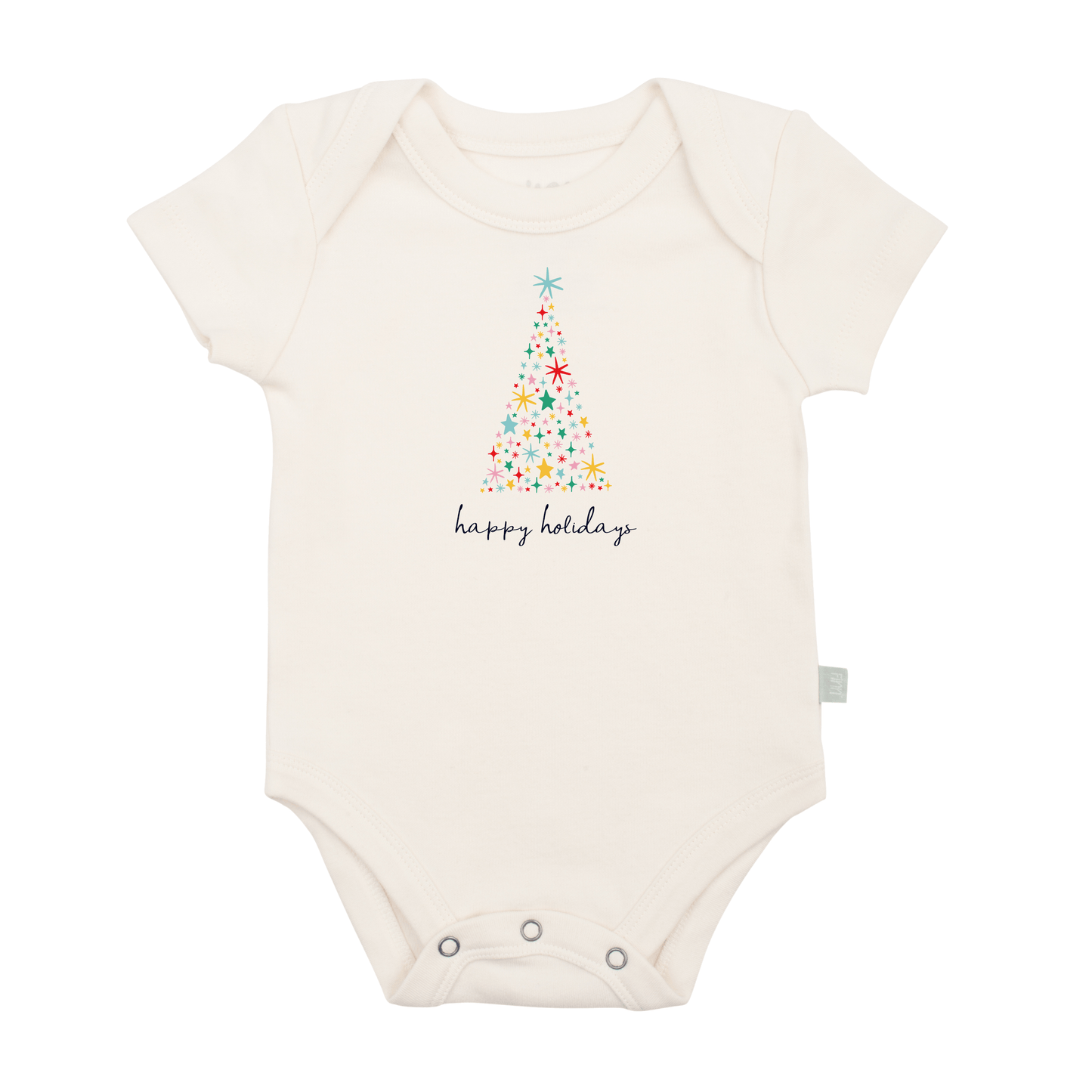 graphic bodysuit | happy holidays tree
