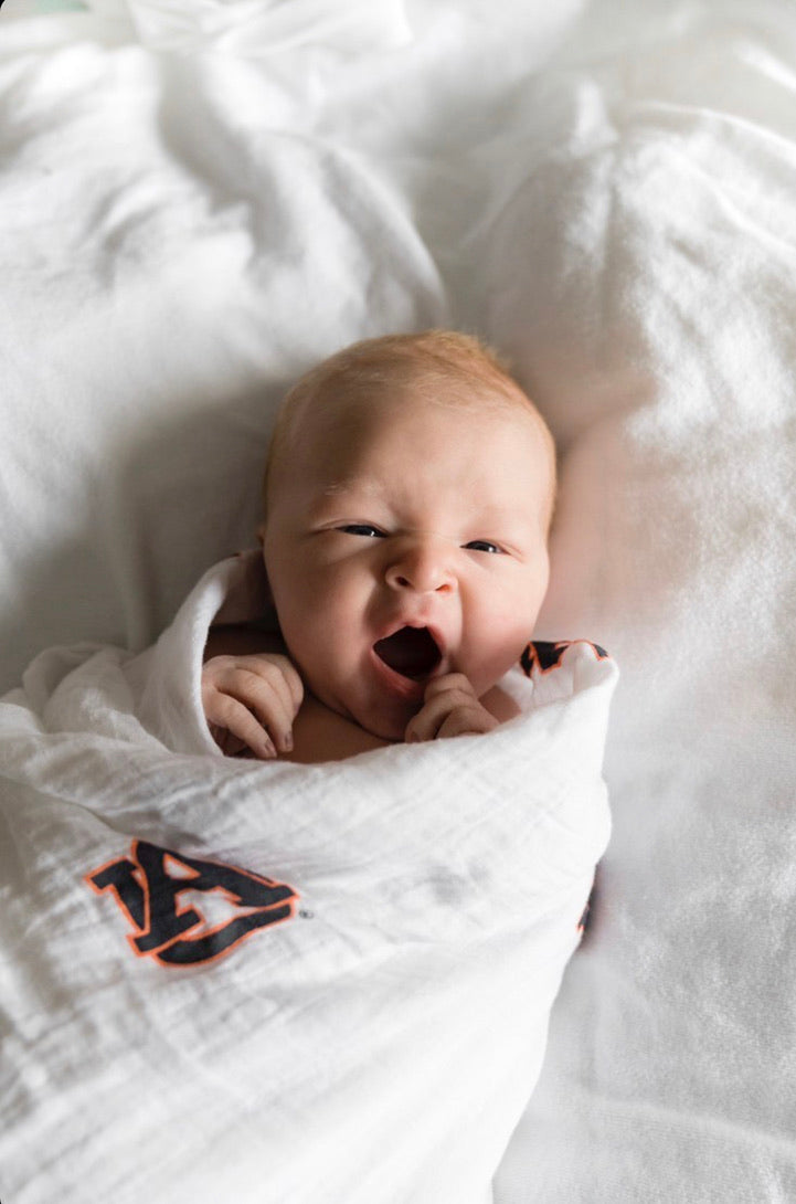 Auburn University Tigers Muslin Swaddle Blanket | Officially Licensed Baby Gift