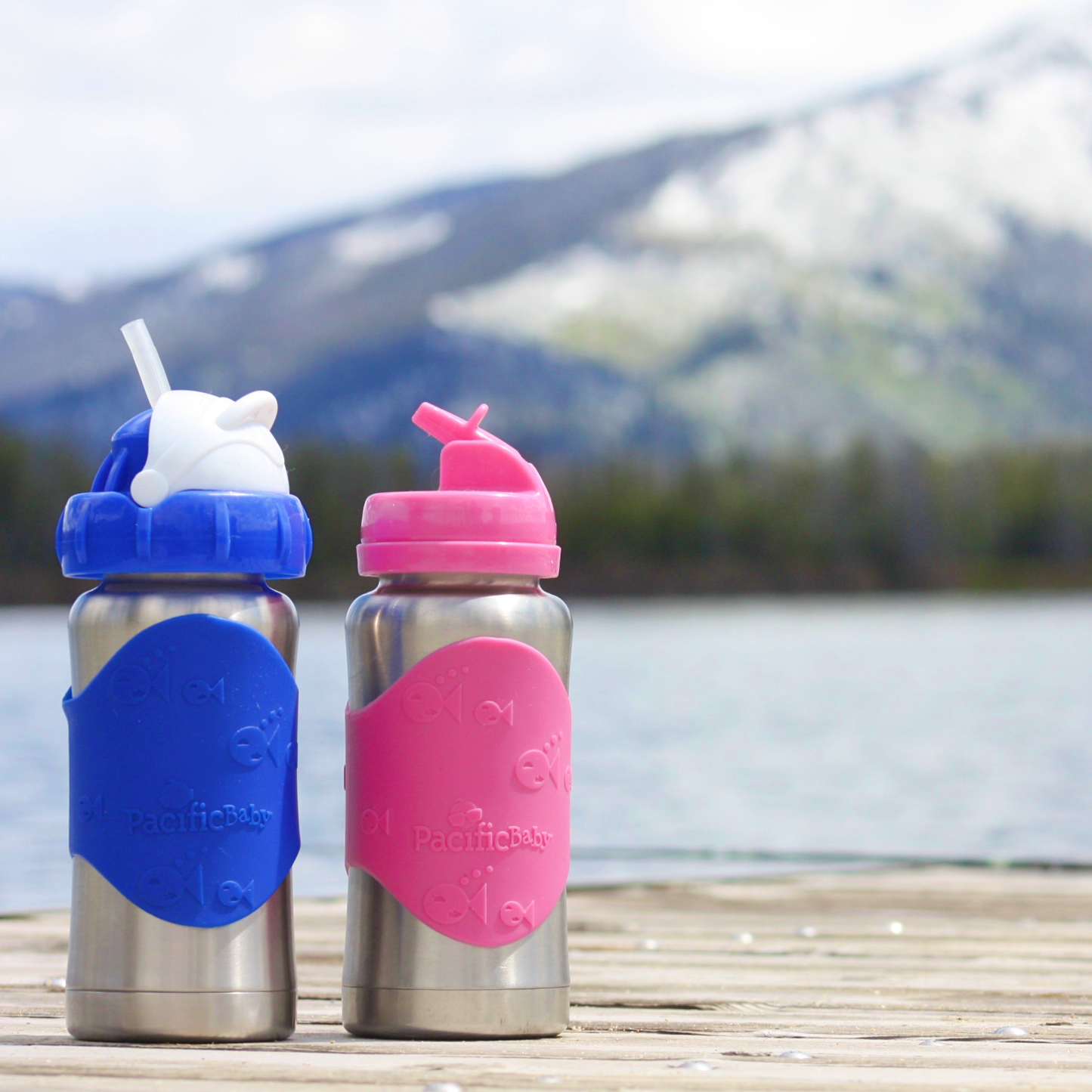 Pacific Baby Hot-Tot Stainless Steel Insulated Infant Baby 7 oz Eco Feeding Bottle Silver Blue