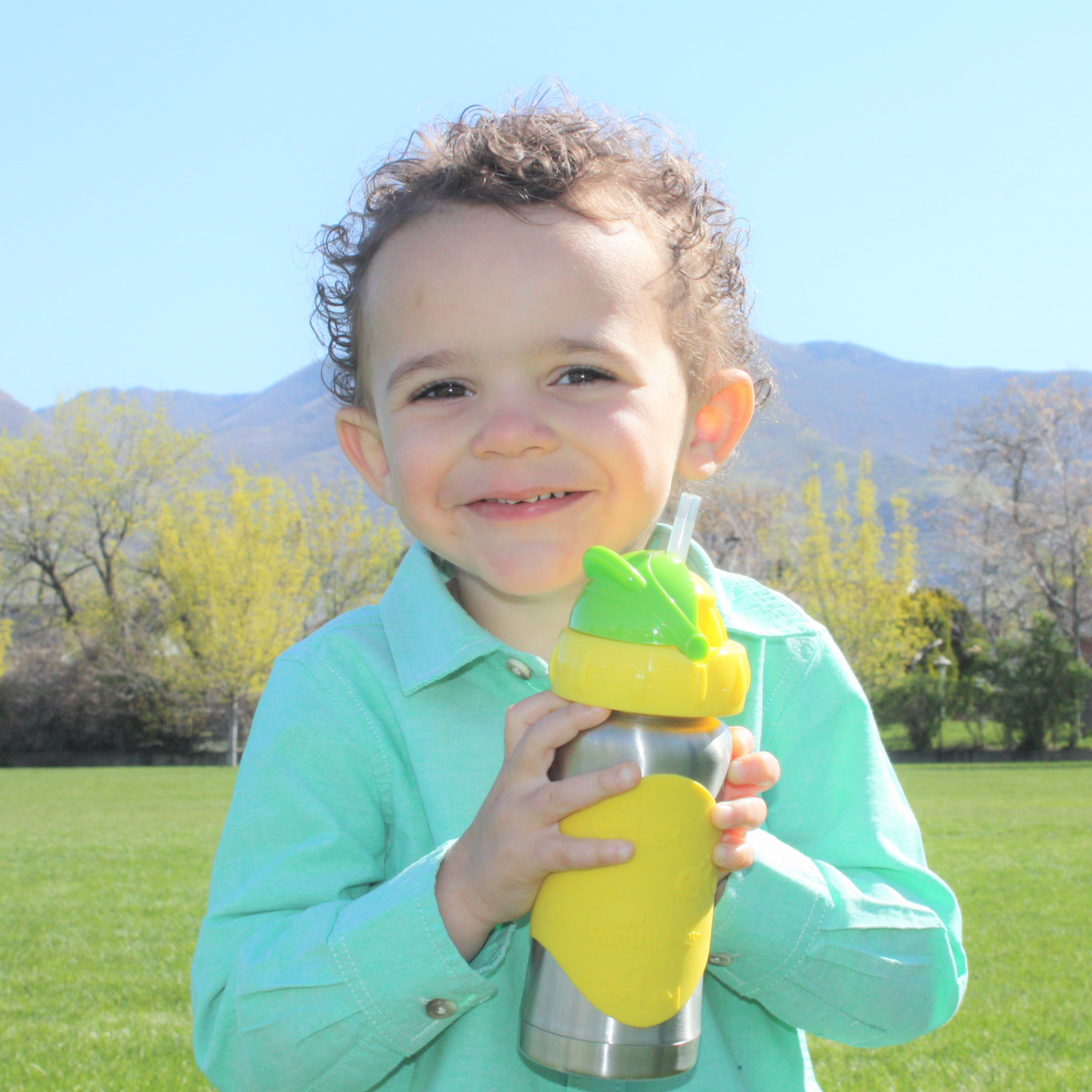 Pacific Baby Hot-Tot Stainless Steel Insulated Infant Baby 7 oz Eco Feeding Bottle Silver Yellow