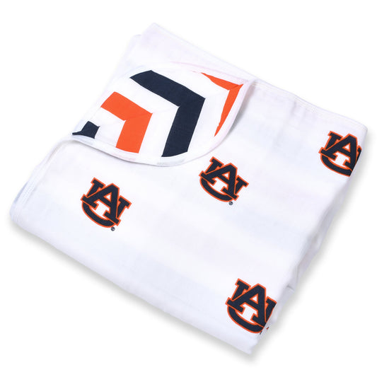Auburn University Tigers 4-Layer Muslin Blanket – Premium Soft Baby Blanket – Officially Licensed War Eagle Gift