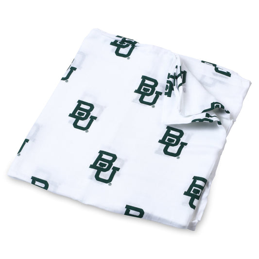Baylor University Muslin Swaddle Blanket – Soft Breathable 47x47 Baby Blanket – Officially Licensed Baylor Bears Newborn Gift